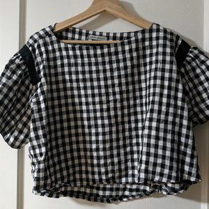 Jennifer Glasgow flowy gingham top, M
